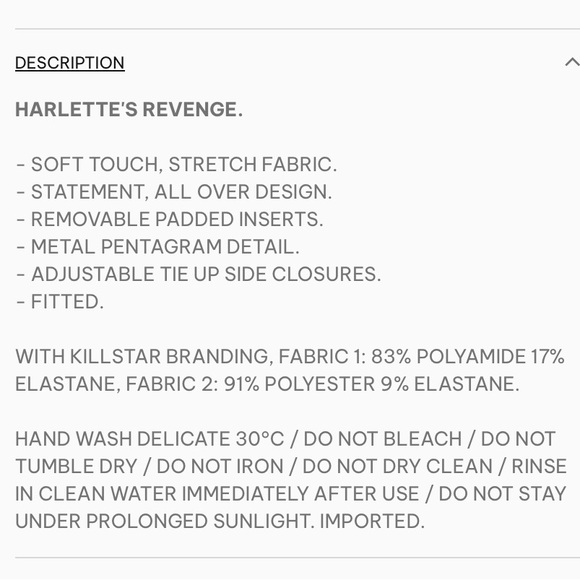 🏷️ BNWT KILLSTAR HARLETTE’S REVENGE BIKINI~XS - Picture 5 of 6